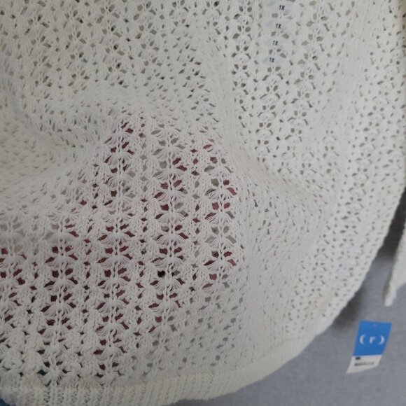 Relativity Womens Crochet Knit Sweater Top Size 1X White Cottagecore Boho NWT - Picture 10 of 16